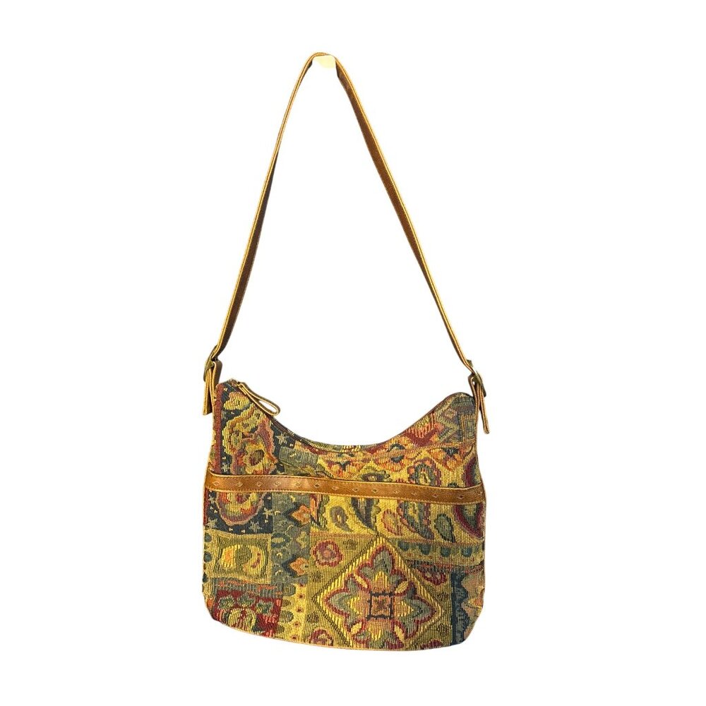 Vintage Dockers‎ Tapestry Shoulder Bag With Leather Accents